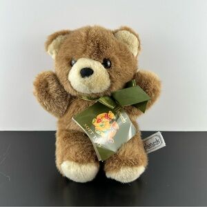 Harrod’s Small Brown Teddy Bear 8” Green Ribbon Neck Foot